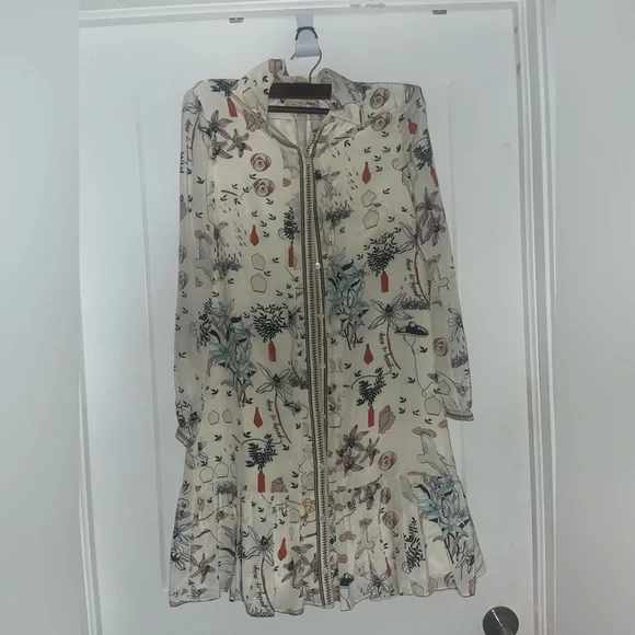 EUC Tory Burch Cora Floral Silk Shirt Dress size 2 - Picture 5 of 10